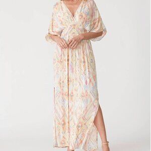 Lovestitch Women’s Vneck Maxi Dress Beachy Boho Colorful Size M/L Medium/Large